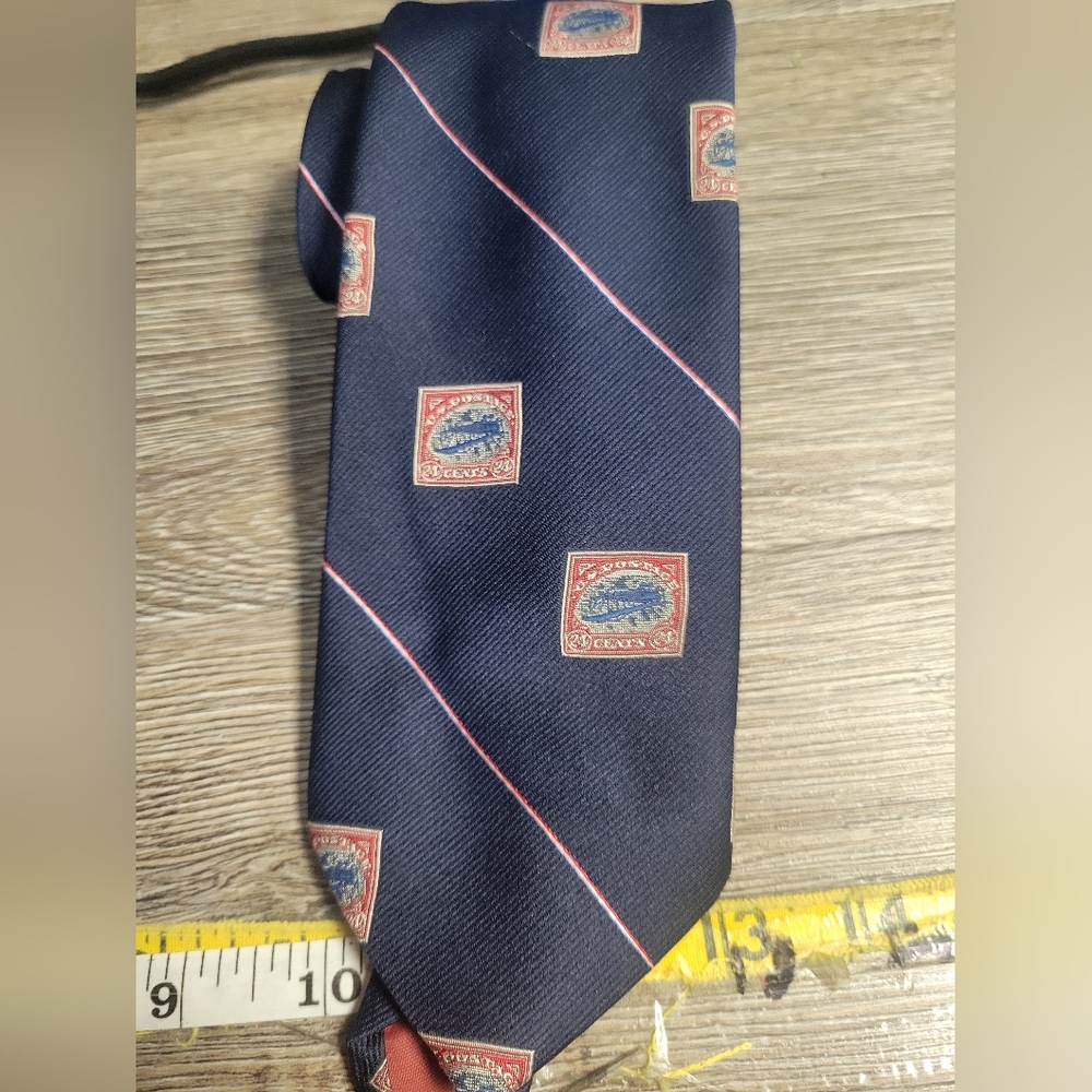 Smithsonian Institute Museum Tie 24 Cent 1918 Airmail Postage‎ Stamp Silk Blend